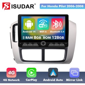 10 inch Android 14 New Design Angle Key 2.0 Touch Screen Car Radio Button Car Stereo For Honda Pilot 2005-2008