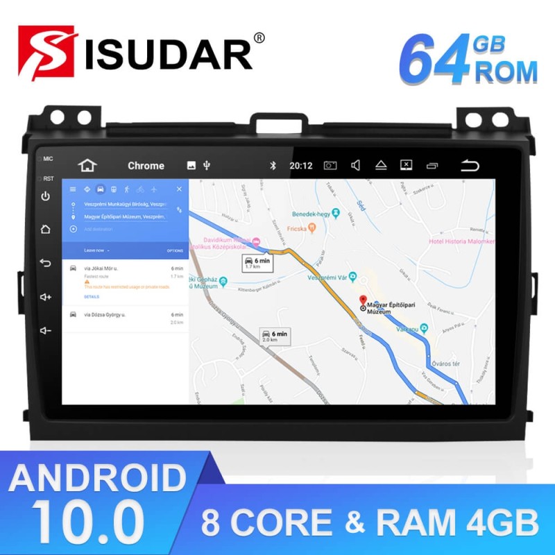 ISUDAR 1 Din Auto Radio Android 10 Octa core For Toyota/Prado 120 2004-2009