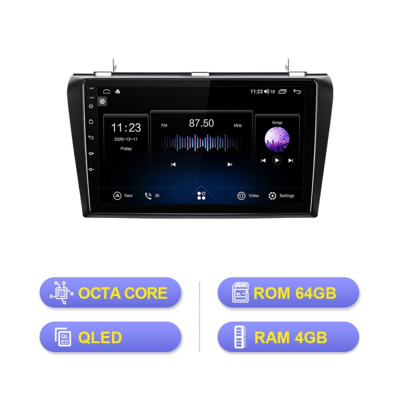 ISUDAR V72 QLED Built in carplay Android 10 Auto Radio For MAZDA 3 2004 2005 2006-2009