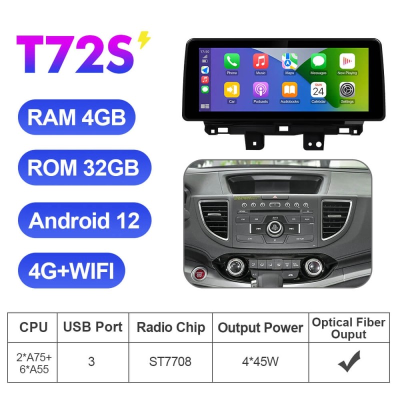 12.3 Inch Android 12 Apple Carplay Car Stero For Honda CRV 2012-2016