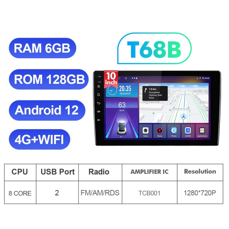 9 inch 10 inch T68B RDS Universal Car Multimedia Player Android Radio Stereo Navigation
