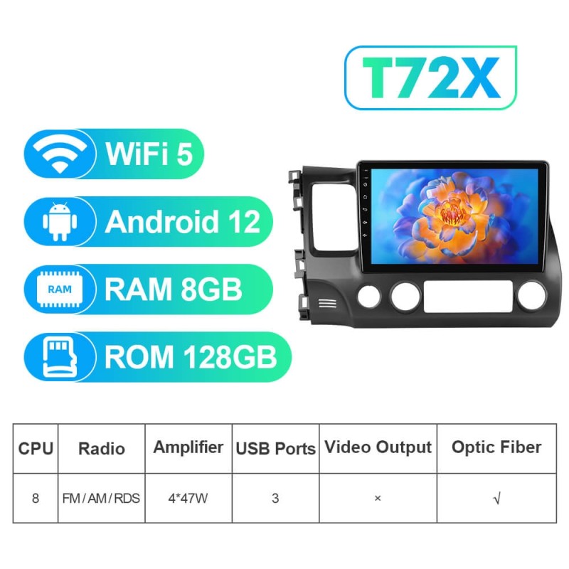 NEW! Android 13 Car Radio For Civic/Honda 2006-2009 2012 Multimedia Video Player Navigation GPS 4G