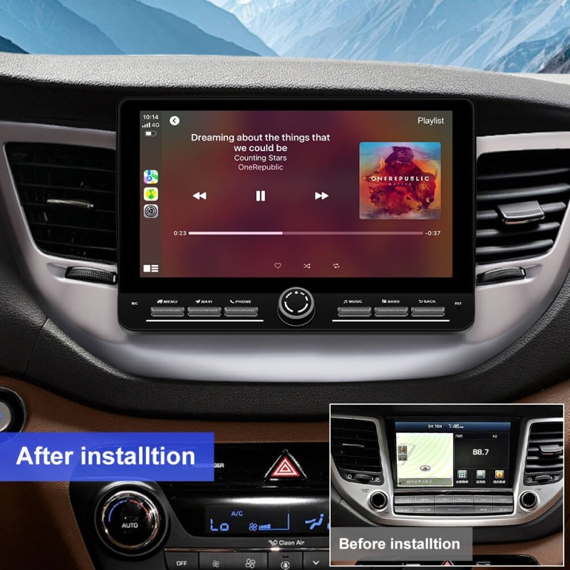 10 inch Android 14 New Design Angle Key 2.0 Touch Screen Car Radio Button Car Stereo For Hyundai/Tucson 3 2015-2018
