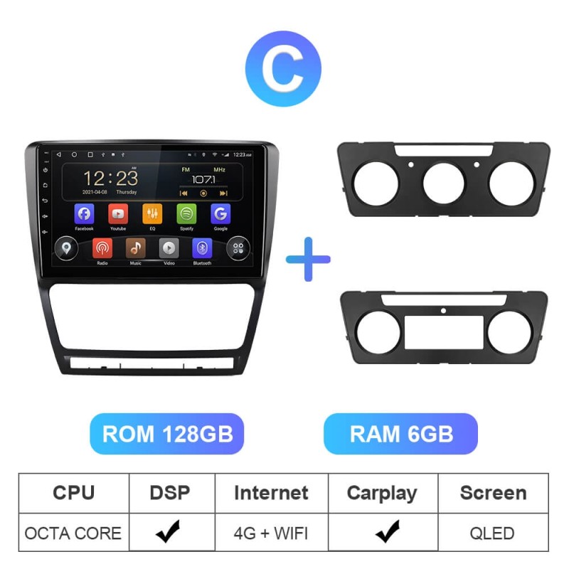 Isudar T72 1 Din 4G Android Auto Radio For Skoda Octavia 2009 2010 2011 2012 2013