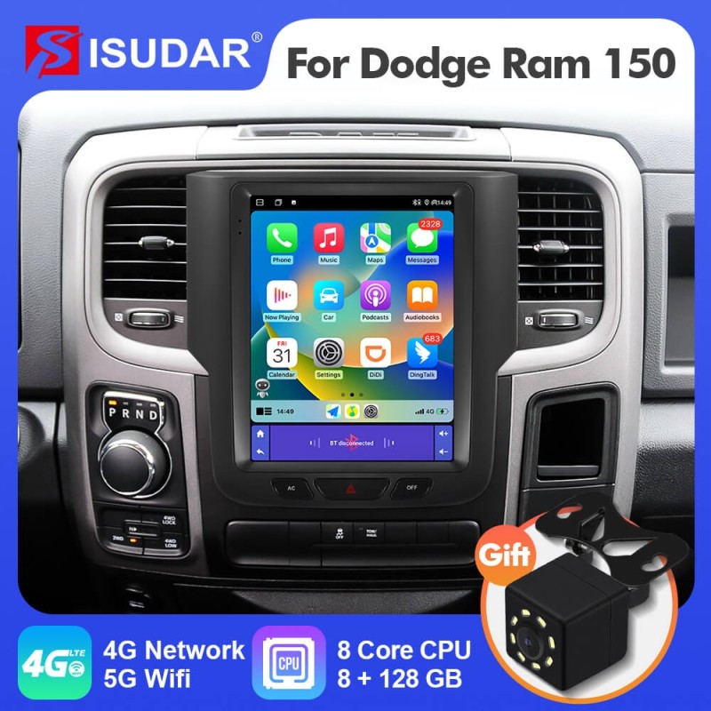 ISUDAR Android 12 Tesla Style Car Radio For Dodge Ram 1500 2500 3500 2013-2018 Auto Car Multimedia