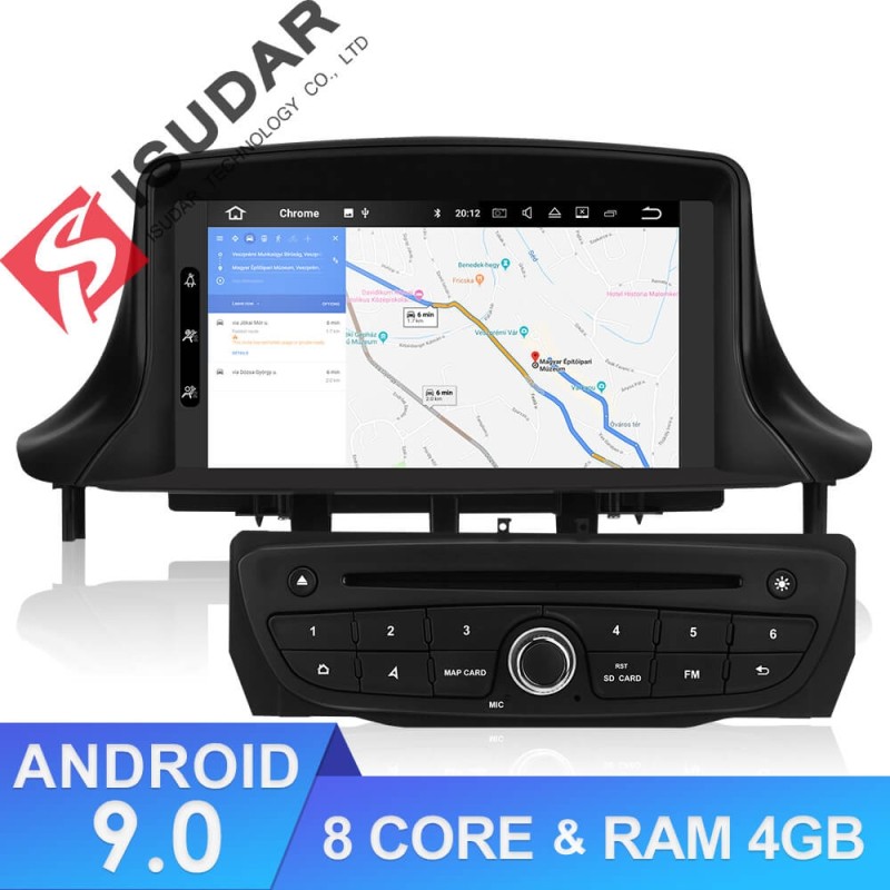ISUDAR 2 Din Auto radio Android 9 Octa core For Renault/Megane 3