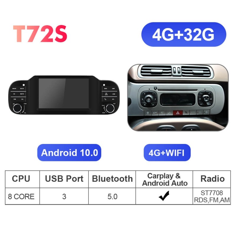 ISUDAR upgrade T72 Auto Car Radio For Fiat Panda Apple Wireless Carplay