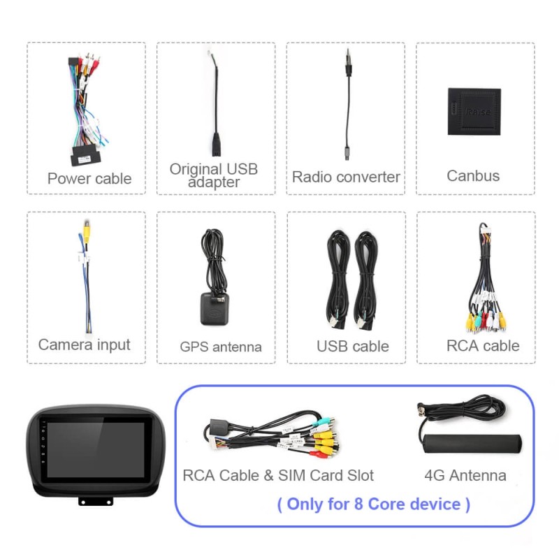 For Fiat 500X 2014-2019 Android 8 Core Car Radio Stereo DVD auto navi multimedia 9 inch Voice Command