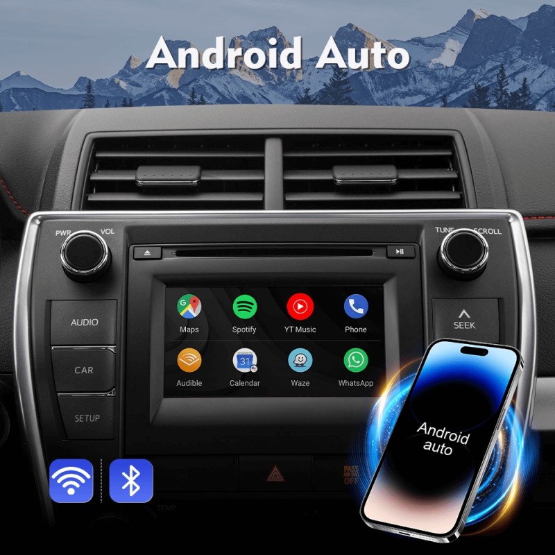 Wireless CarPlay & Android Auto Receiver Smart Box for Toyota 2014-2019 Corolla/Prius/RAV4/Highlander/Sienna/Tacoma/Yaris/Avalon/Tundra/Verso/Camry with Touch2 & Entune2.0