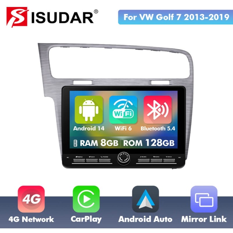 10 inch Android 14 New Design Angle Key 2.0 Touch Screen Car Radio Button Car Stereo For VW/Volkswagen/Golf 7 2013-