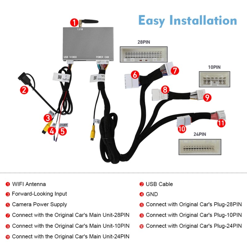 Wireless CarPlay & Android Auto Receiver Smart Box for Toyota 2014-2019 Corolla/Prius/RAV4/Highlander/Sienna/Tacoma/Yaris/Avalon/Tundra/Verso/Camry with Touch2 & Entune2.0