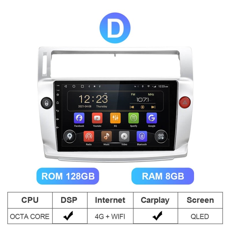 ISUDAR T72 QLED Android 10 Car Radio For Citroen C4 C-Triomphe C-Quatre 2004-2009
