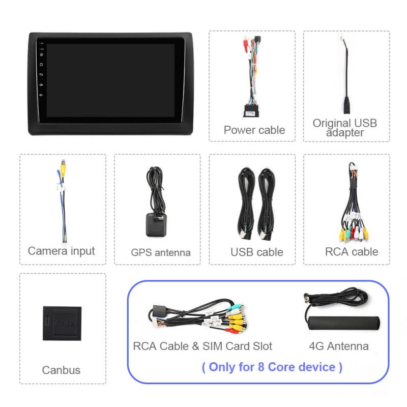 For Fiat Stilo 2002-2010 T72 ISUDAR Android 12 / Android 8.1 Car Radio Apple Carplay