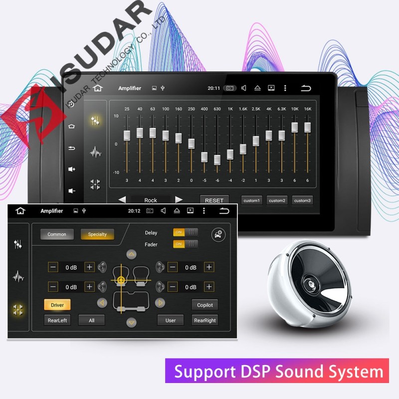 ISUDAR 2 Din Auto Radio Android 9 Quad Core For BMW/E39/E53/X5/M5