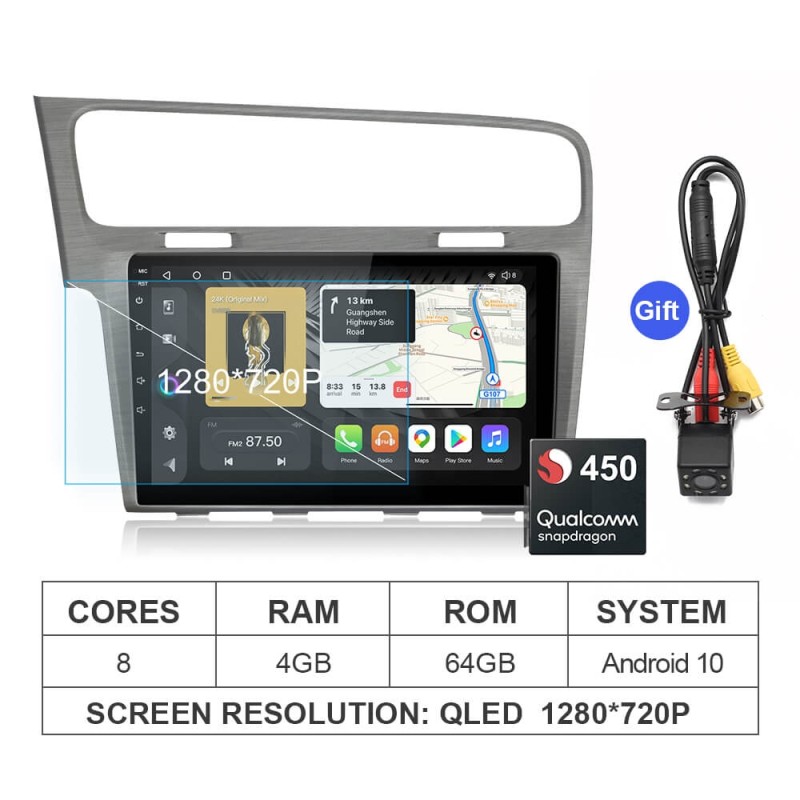 8 Core RAM 4GB GPS Qualcomm For VW/Volkswagen/Golf 7 2013-