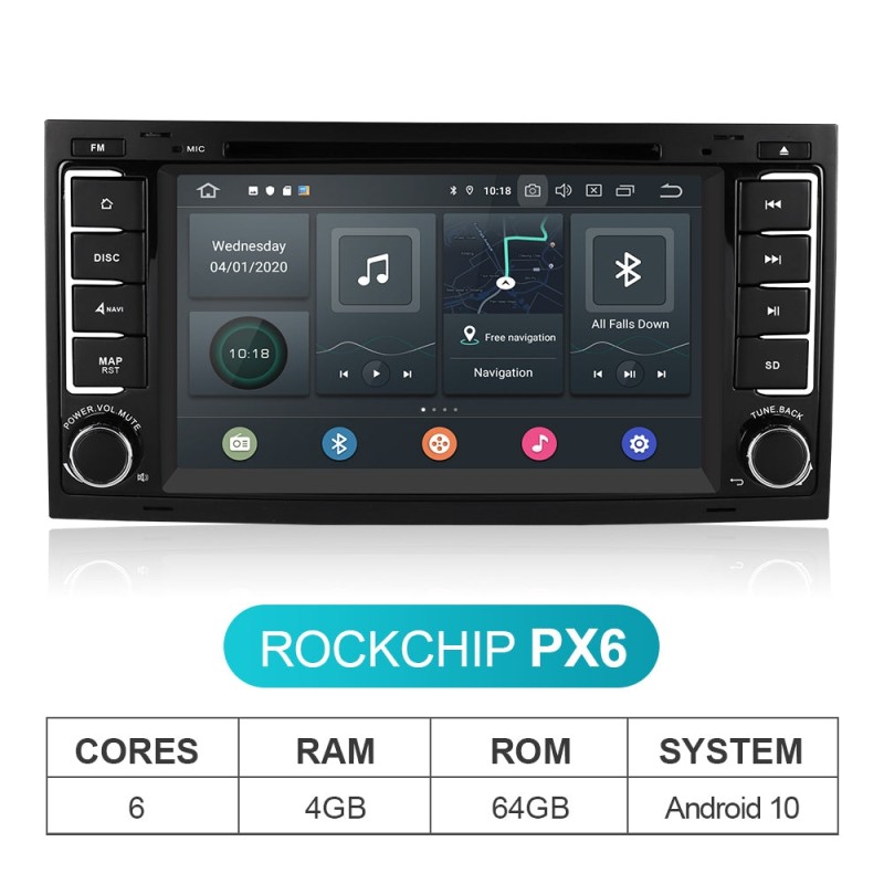 Isudar PX6 2 Din Android 10 Car Radio For VW/Volkswagen/Touareg/T5
