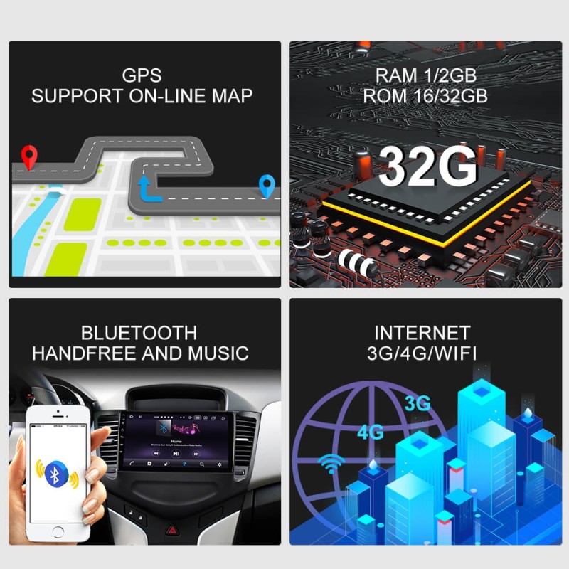 ISUDAR Car Radio For Chevrolet Cruze J300 2013 2014 2015 2 din Android 9 2+32G