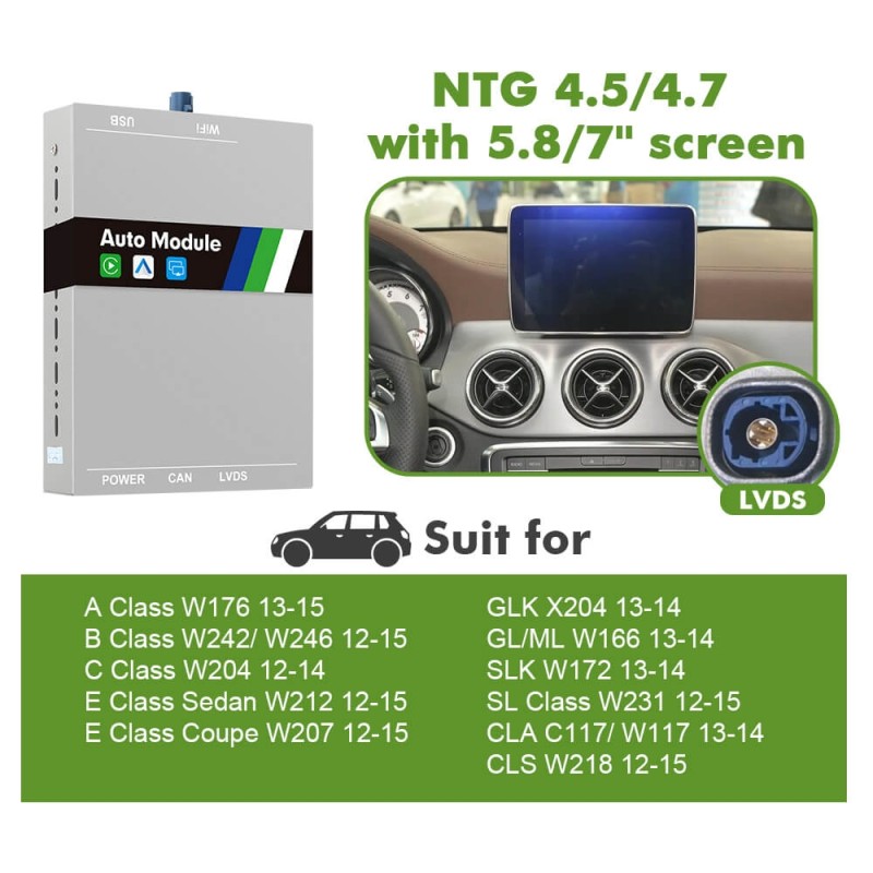 ISUDAR Apple Carplay wireless Modem for Mercedes C Class W204 W205 E Class W212 CLA W117 W212 W211 W210 W124