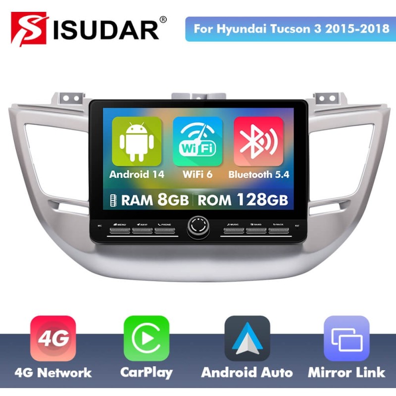 10 inch Android 14 New Design Angle Key 2.0 Touch Screen Car Radio Button Car Stereo For Hyundai/Tucson 3 2015-2018