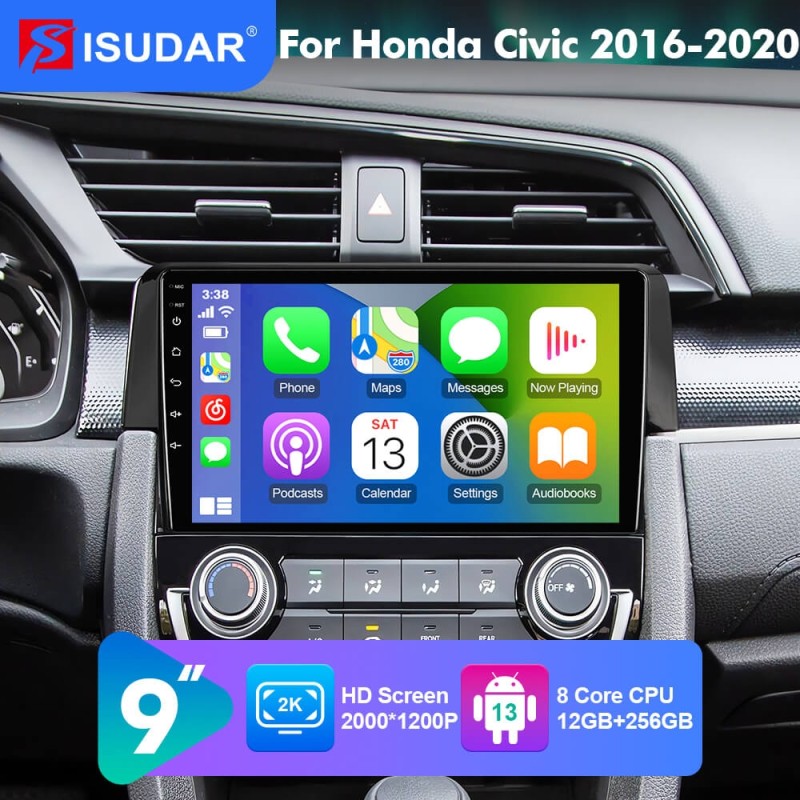 NEW! Android 13 Car Radio For Honda Civic 10th 2016 2017 2018 2019 2020 Multimedia Video Player Navigation GPS 4G