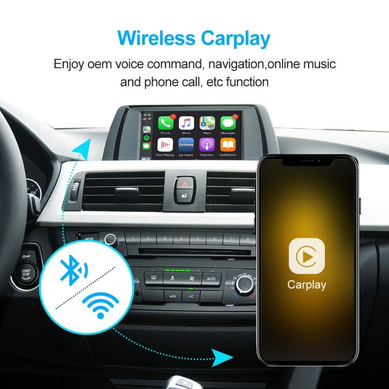 ISUDAR Upgrade original car to wireless Carplay via carplay box for BMW F30 F31 F20 F21 F10 F01 X5 E70 X3 F25