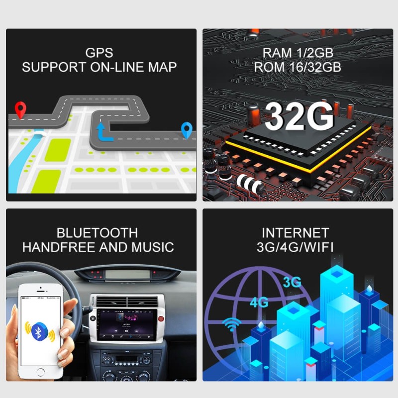 ISUDAR 2+32G Car Radio For Citroen C4 C-Triomphe C-Quatre 2004-2009