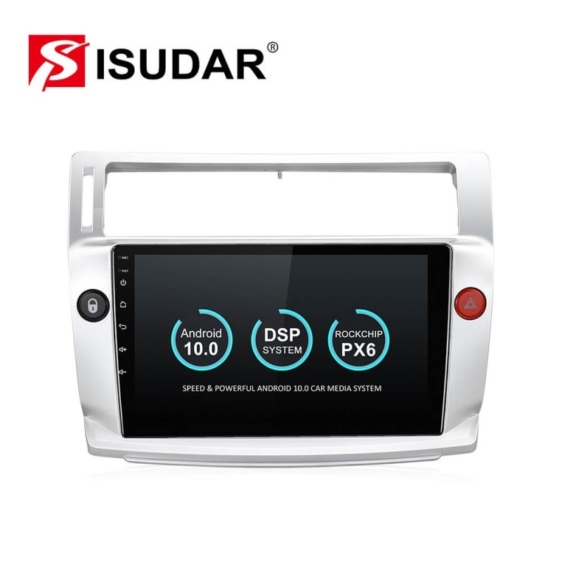 Isudar Voice control PX6 Android 10 1 Din Car Radio For Citroen C4 C-Triomphe C-Quatre 2004-2009
