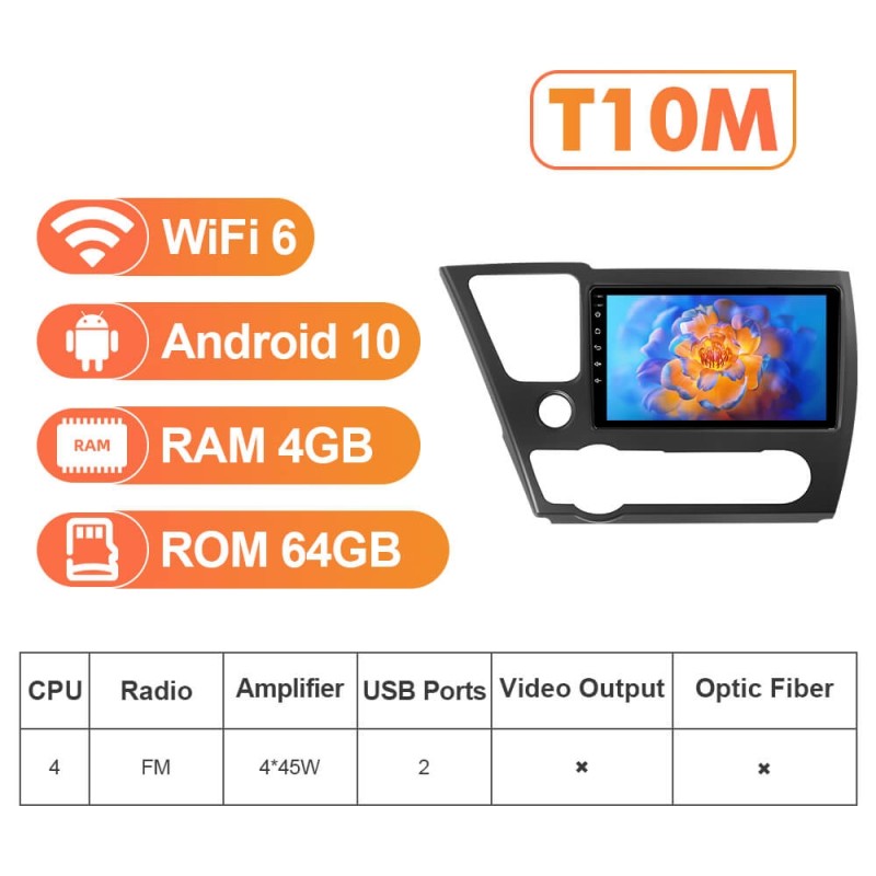 NEW! Android 13 Car Radio For Honda Civic 2013 2014 2015 2016 Multimedia Video Player Navigation GPS 4G