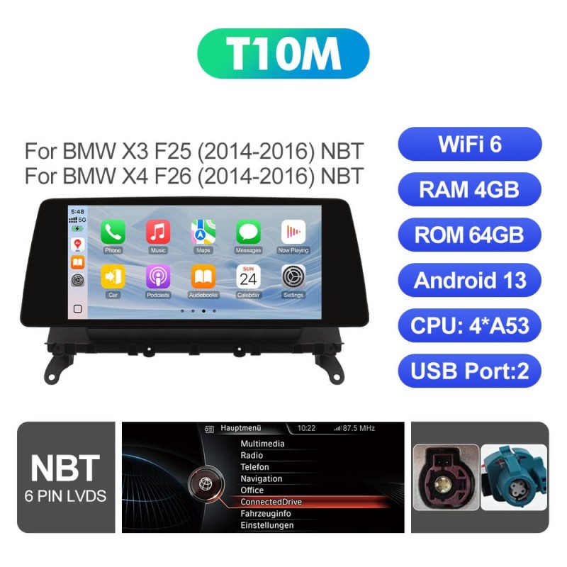 ISUDAR 10.33"Android 13 Car radio For BMW X3/F25 X4/F26 CIC NBT