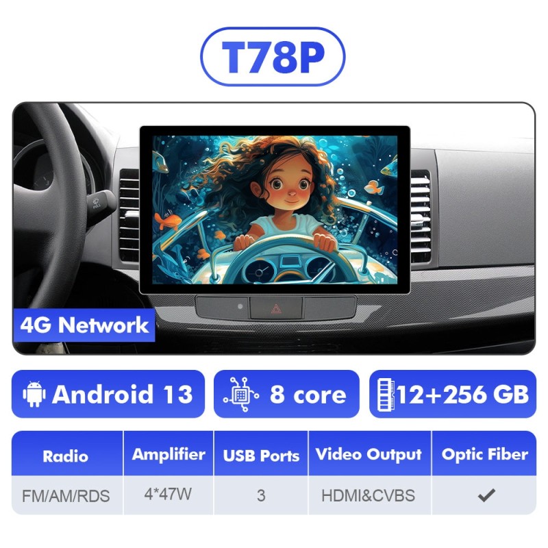 NEW! 13.1” Android 13 For MITSUBISHI LANCER 2007-2013 Car Radio HDMI Video Output