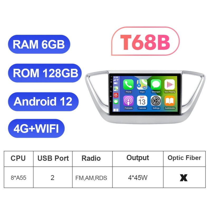 T72 Android 12 Car Radio 9" Player Navigation Multimedia For Hyundai/Tucson 3 2015-2018 4G