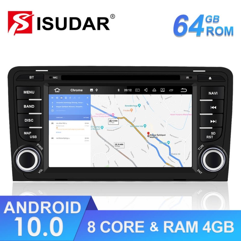ISUDAR 2 Din Auto radio Android 10 Octa core For Audi A3 8P/A3
