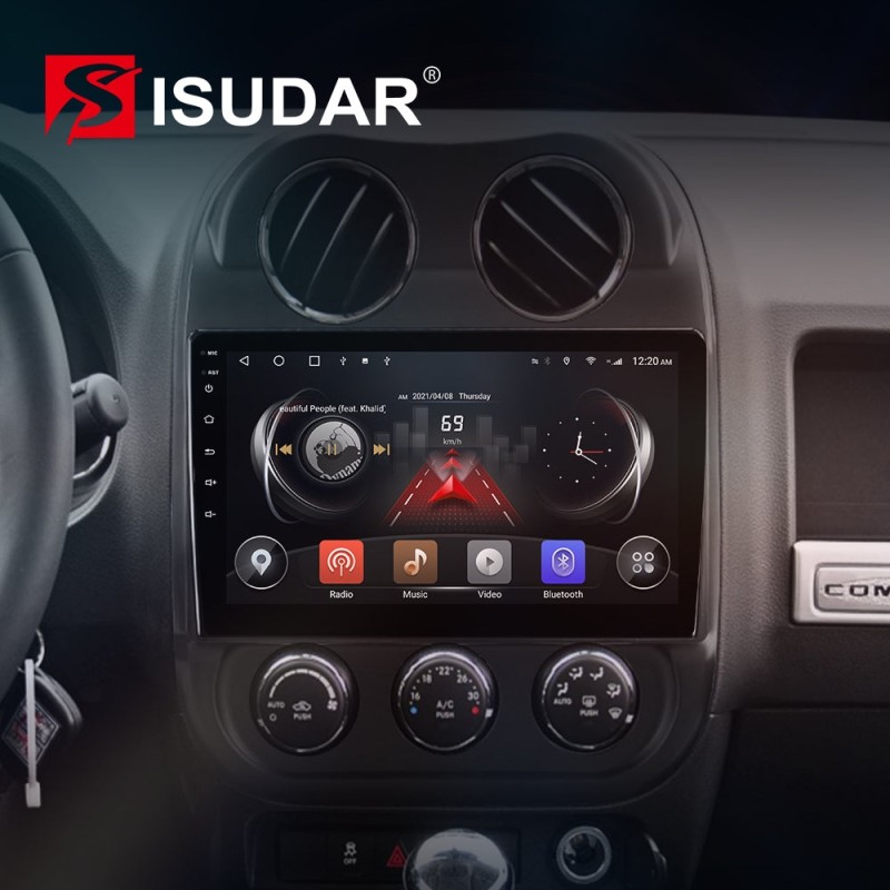 T72 QLED Android 10 Car Radio For Jeep Compass 1 MK 2009-2015