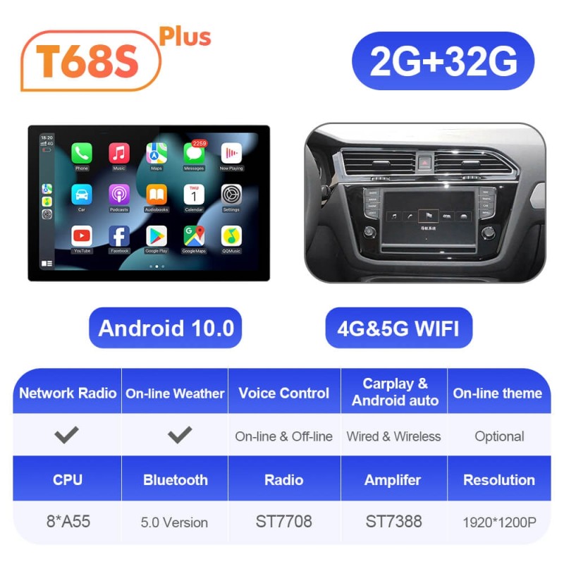 ISUDAR 2K 13.1 Inch Sim Card Android 12 Car Radio For VW/Volkswagen/Tiguan 2017-2019