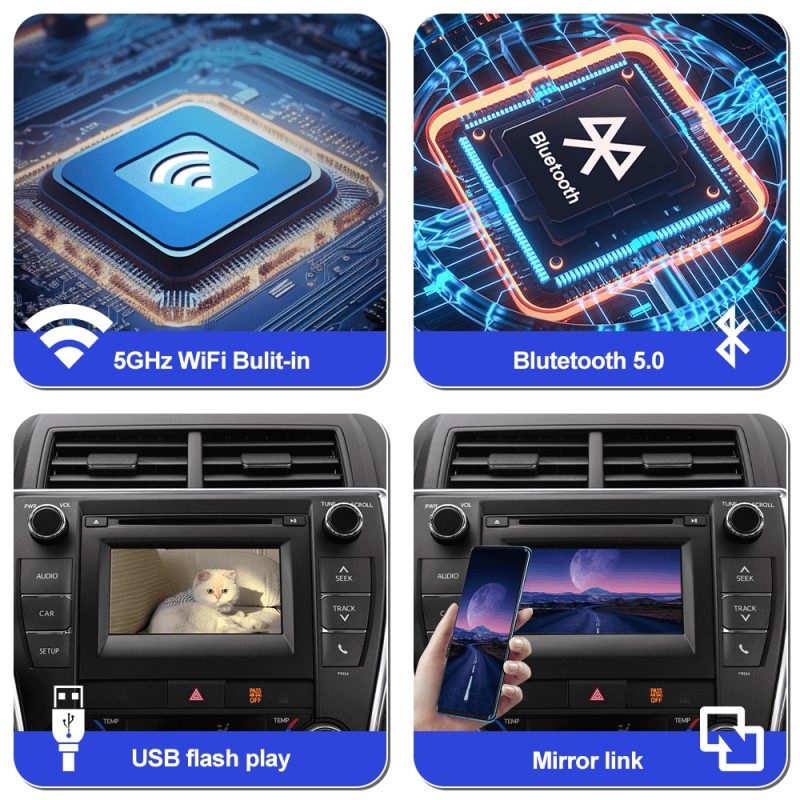 Wireless CarPlay & Android Auto Receiver Smart Box for Toyota 2014-2019 Corolla/Prius/RAV4/Highlander/Sienna/Tacoma/Yaris/Avalon/Tundra/Verso/Camry with Touch2 & Entune2.0