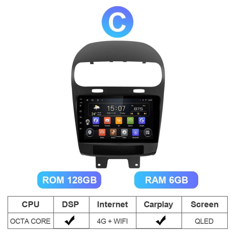 T72 8 Core Android 10 Car Radio Carplay For Dodge Journey/ Fiat Freemont 2012-2014