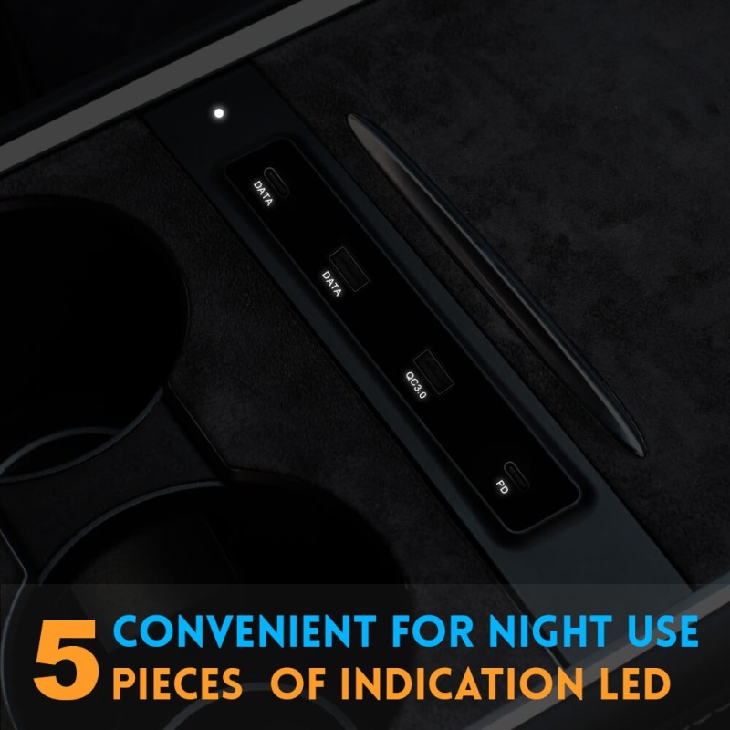 ISUDAR USB HUB For 2021 Tesla Model 3 Model Y USB Splitter Docking Station Extender Fast Charging Data Type-C PD QC For Mobile