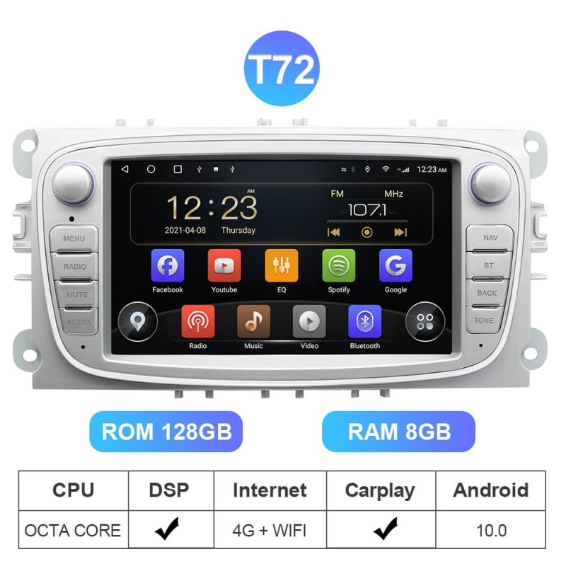 Clearance Sale！Isudar Wireless carplay Android 10 Car Radio For FORD/Focus/S-MAX/Mondeo/C-MAX/Galaxy