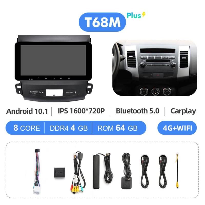 T72 10.33 Inch RDS Car Radio For OUTLANDER MITSUBISHI 2007 2008 2009 -2012