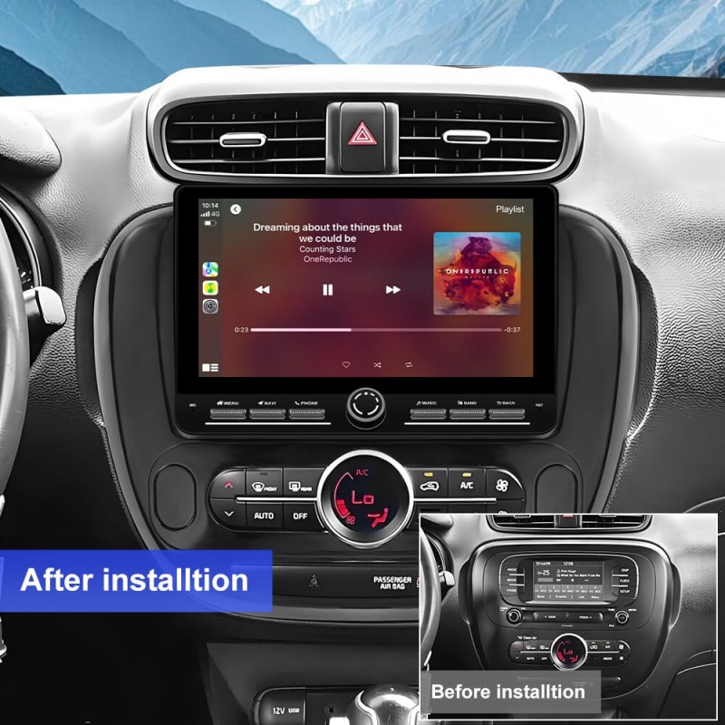 10 inch Android 14 New Design Angle Key 2.0 Touch Screen Car Radio Button Car Stereo For Kia Soul 2014-2019