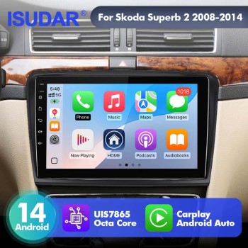 For Skoda Superb 2 B6 2008 - 2015 T75 Upgrade from T72 Android 14 UIS7865 Car Radio