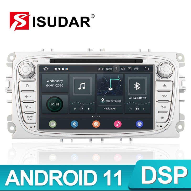 Isudar PX6 Android 11 2 Din Car Radio For FORD/Focus/S-MAX/Mondeo/C-MAX