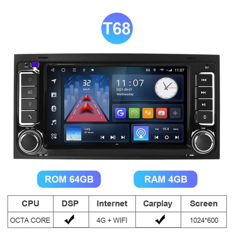 Android 10 Appple carpaly Auto Radio Multimedia For VW/Volkswagen/Touareg/Transporter T5