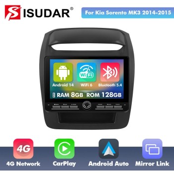 10 inch Android 14 New Design Angle Key 2.0 Touch Screen Car Radio Button Car Stereo For Kia Sorento MK3 2014-2015