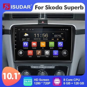 T72 QLED Car Radio Multimedia Video Player Navigation stereo GPS For Skoda Superb 2 B6 2008 - 2015