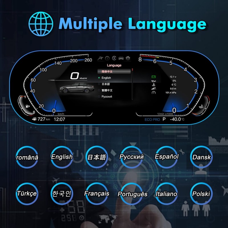 For BMW E60 E61 E63 E64 Digital Carplay dashboard Instrumental Cluster Speedometer Screen