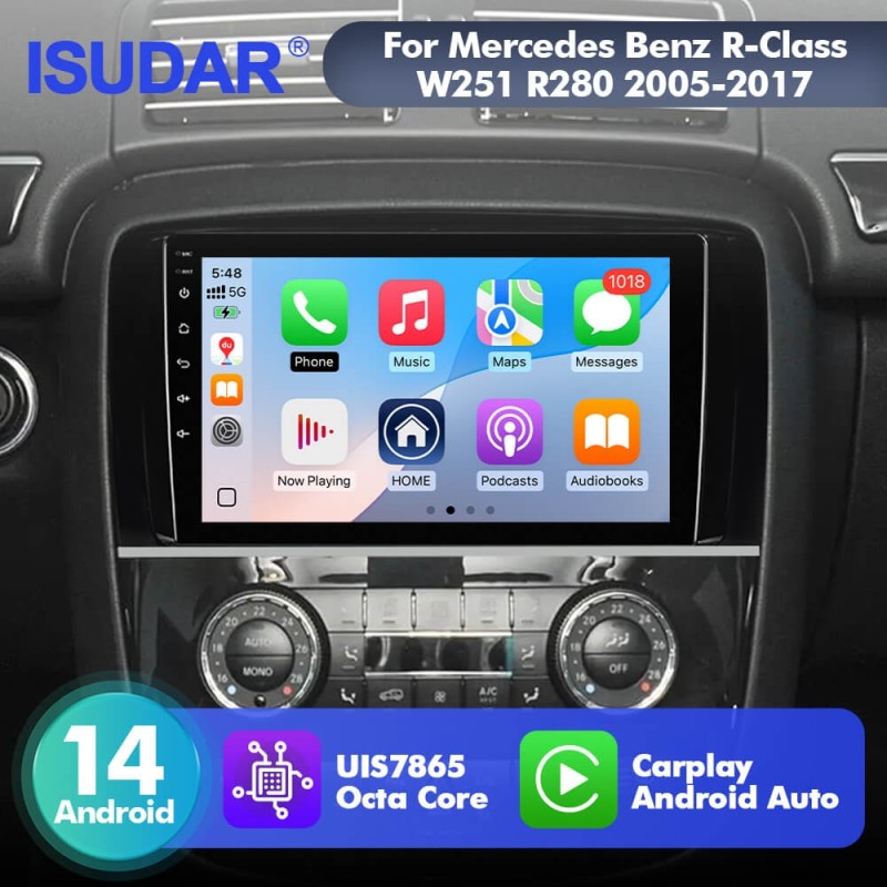 For Mercedes-Benz R-CLASS W251 R280 R300 R320 T75 Upgrade from T72 Android 14 UIS7865 Car Radio