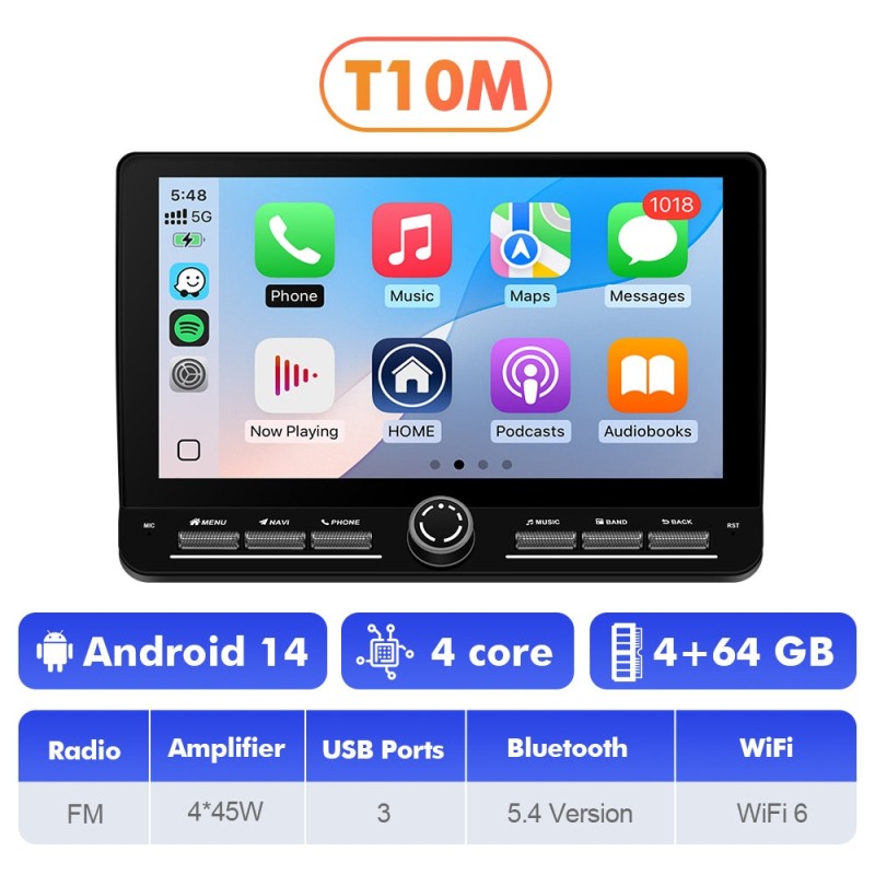 10 inch Android 14 New Design Angle Key 2.0 Touch Screen Car Radio Button Car Stereo For Mazda 6 2 3 GH