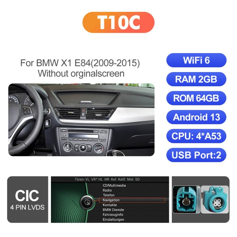 ISUDAR 10.33"Android 13 Car radio For BMW X1 E84 2009-2015 CIC