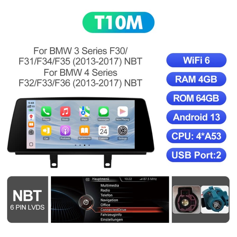 ISUDAR 10.33"Android 13 Car radio For BMW 3 Series F30/ 4 Series F32/F33/F36 NBT